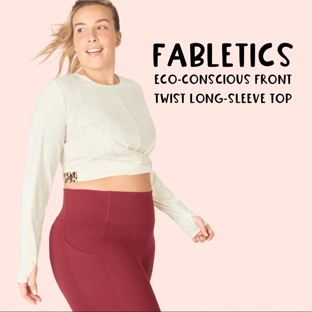 Fabletics Cheetah Athletic Eco-Conscious Front Twist Long-Sleeve Top